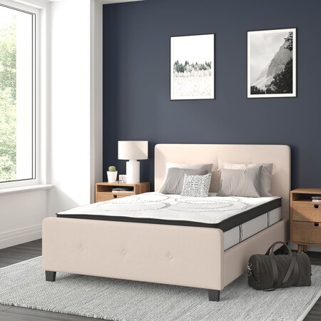 Flash Furniture Full Size Beige Fabric Platform Bed & Mattress HG-BM10-18-GG